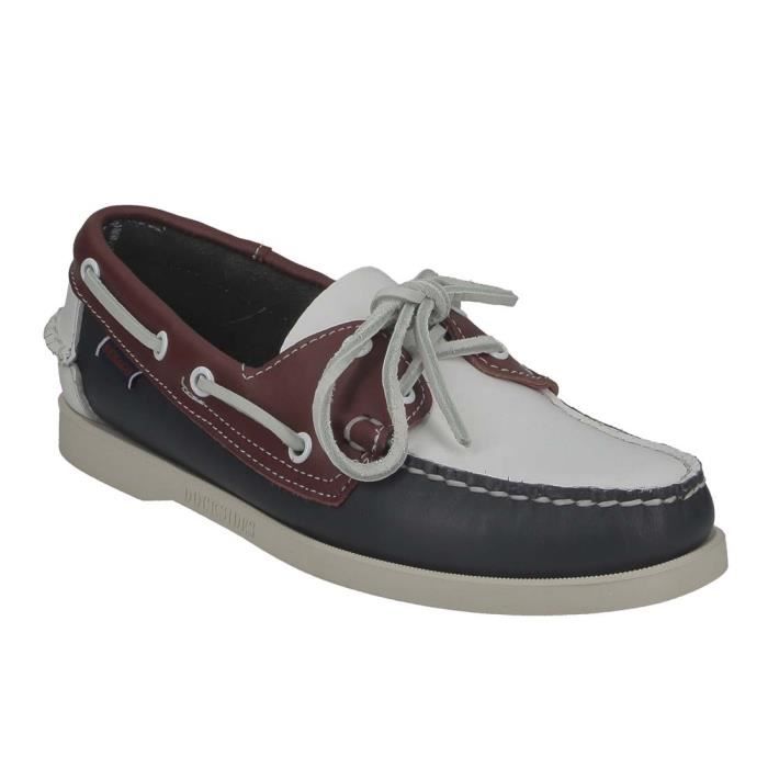 Chaussure Sebago Dockside en cuir marine, rouge et blanc.-39 1-2