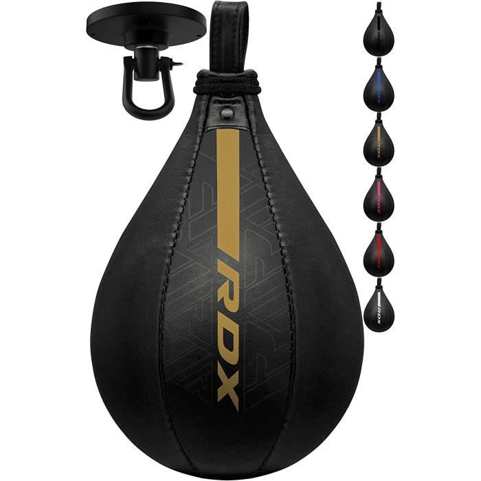 RDX Poire de Vitesse Boxe, Sac de Boxe, Cuir Speed Punching Ball, Plafond Pivotant RotuleD'entraînement Karate Fitness, Gris