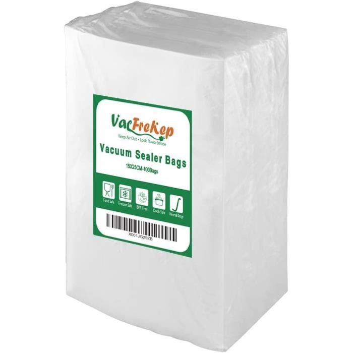 200 Sacs Sous Vide 15x25cm VacYaYa - Compatibles Toutes Machines, Sans BPA, Congélation