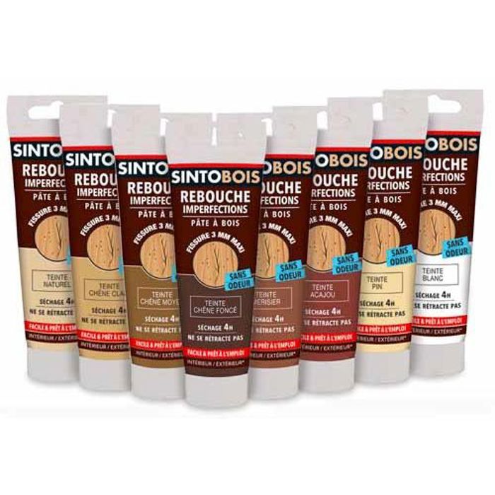 Sinto Pâte à bois - SINTOBOIS - 250g - Réparation rayures et fissures - Intérieur