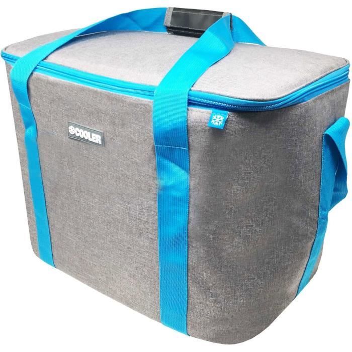 ToCi Sac Isotherme 36 Litres - Pour Pique-nique, Camping, Barbecue - Isolation Haute Qualité - Gris Et Bleu