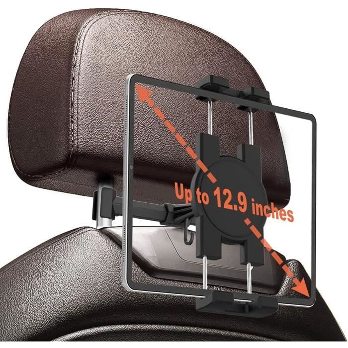 Support Tablette Pour Appuie-tête De Voiture – Extensible, Rotatif 360°, Compatible IPad, Téléphones, Nintendo Switch