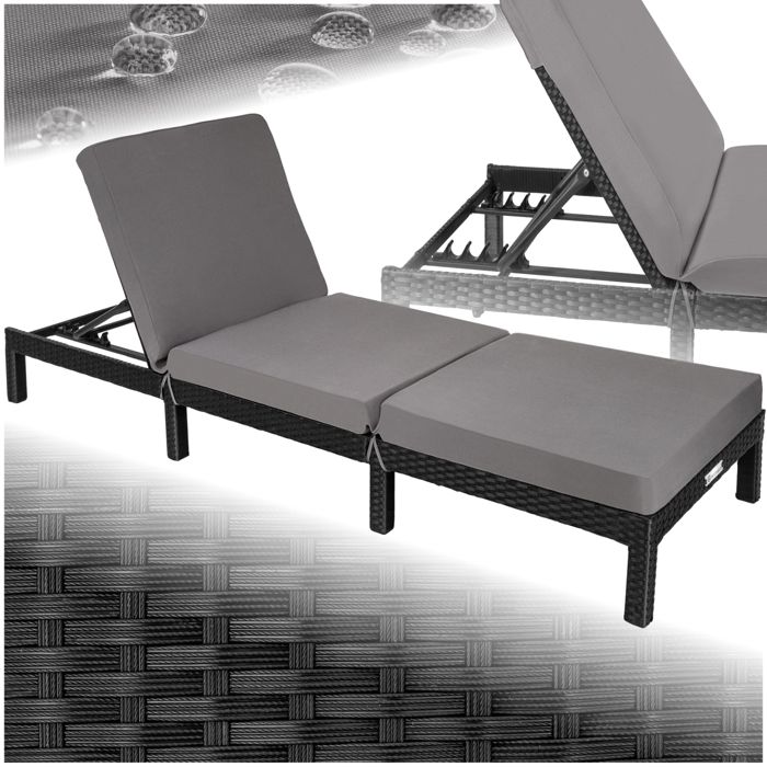 2x transat transat chaise de jardin chaise de plage Chaise longue Divan de jardin pliant Coussin