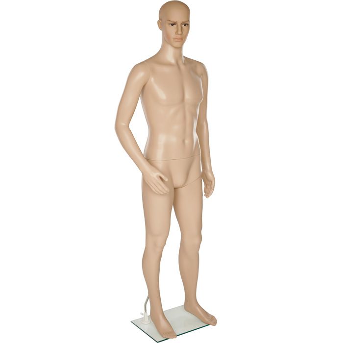 tectake mannequin homme de vitrine à tête pivotante et inclinable en plastique 185 cm