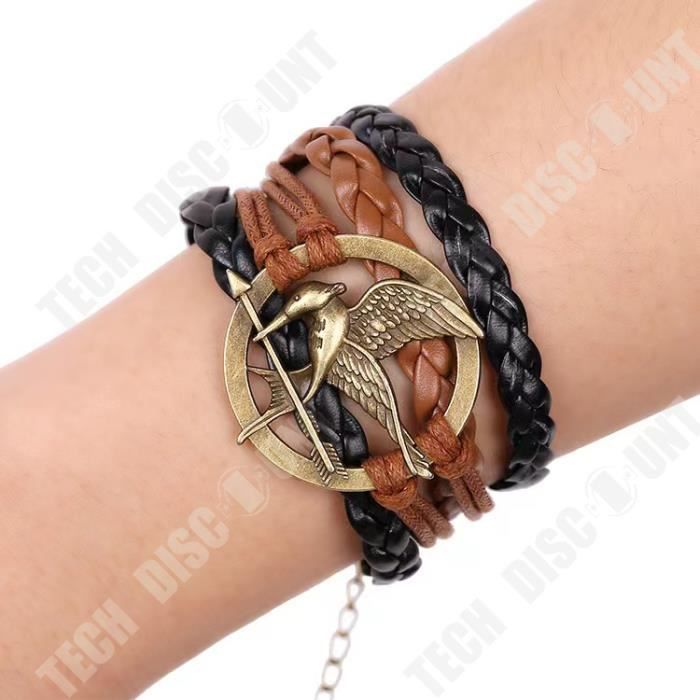Bracelet Femme En Cuir Véritable – Réglable, Fleur Marron-orangé Avec Liseré Beige