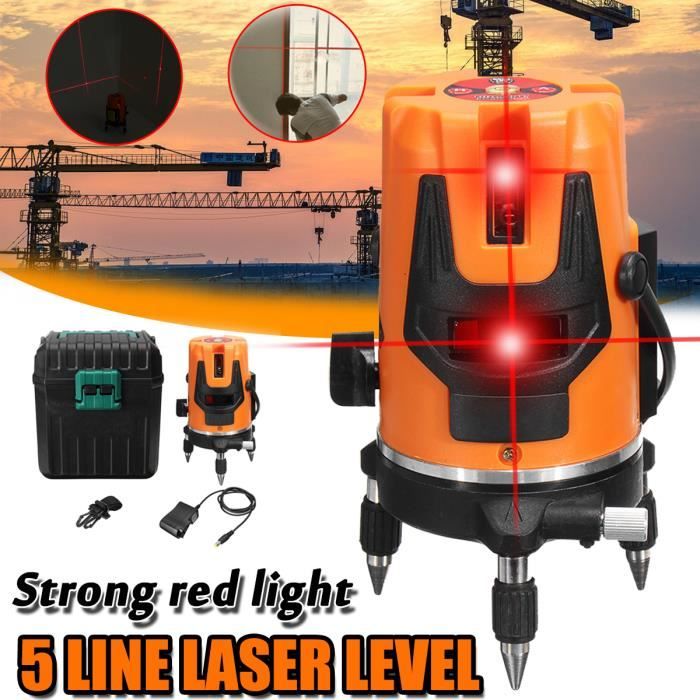 360° 5 lignes 6 points Laser Niveau Rotatif rouge lumière Précis Auto-nivelant