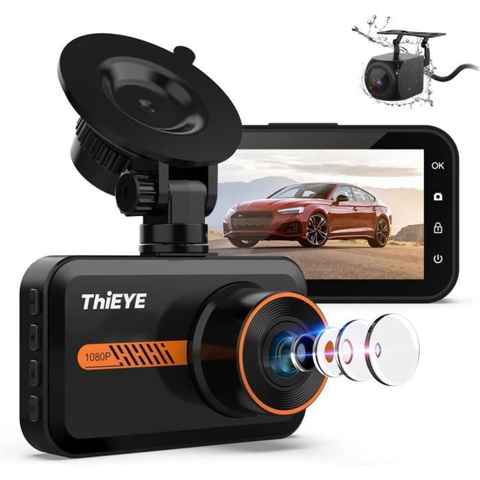 ThiEYE Dashcam Voiture HD 1080p, Écran LCD 3 Pouces, Petite Dash Cam Avant  et Arrière pour Voitures, avec Compris Grand Angle 170° - Cdiscount Auto
