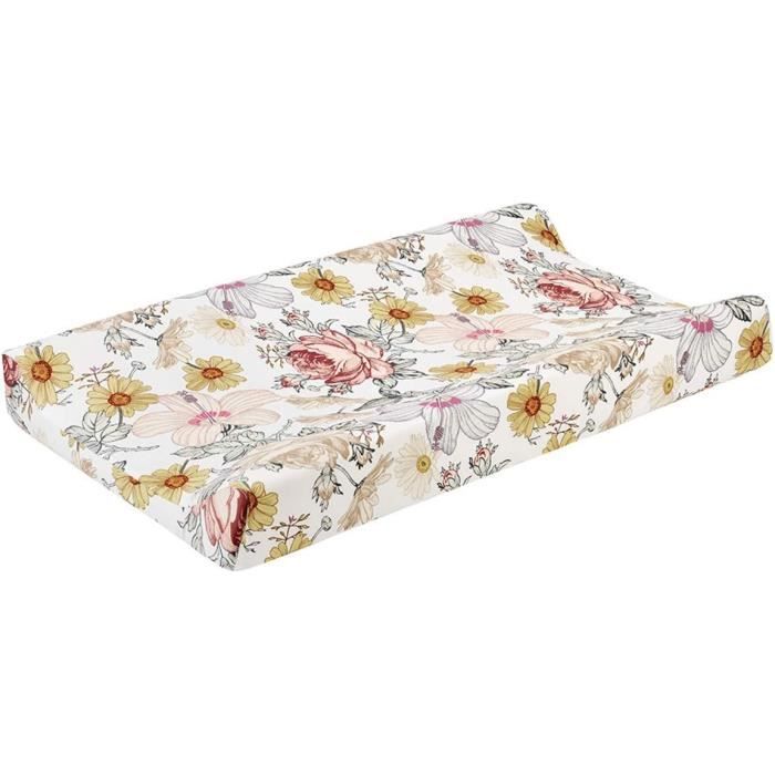 Housse Matelas à Langer Coton Doux – Respirante & Élastiquée – Motifs Mignons Bébé