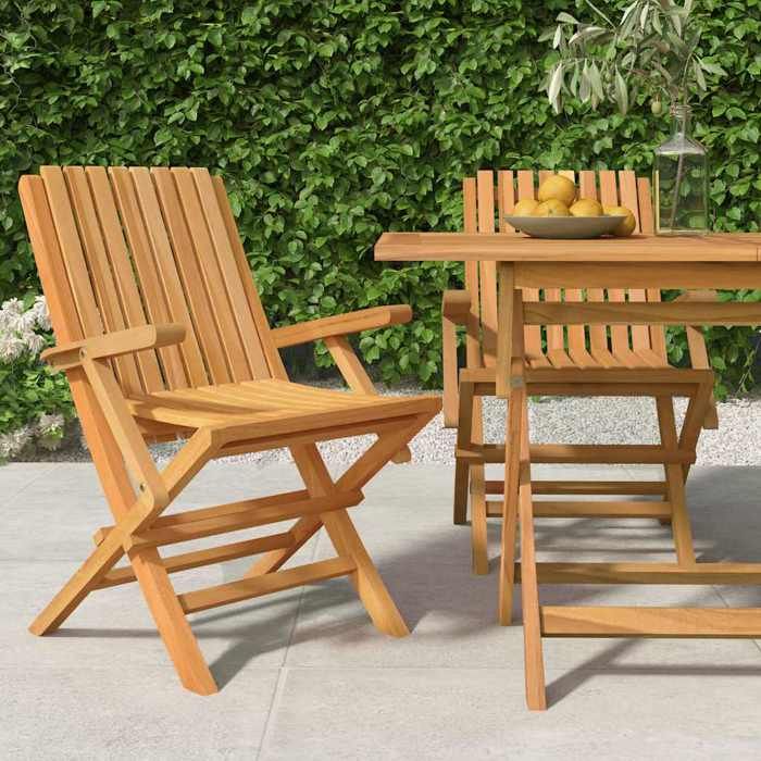 vidaXL Chaises de jardin pliantes 2 pcs 47x62x90 cm bois massif teck 362761 - vue 3