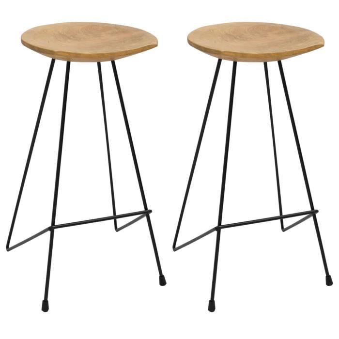 vidaXL Tabourets de bar 2 pcs Bois de teck massif