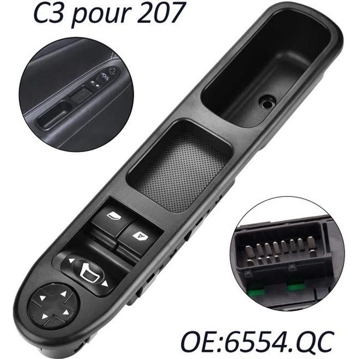 Bouton Interrupteur Commande Lève-vitres Pour Peugeot 207 96548591XT