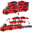 Camion Transporteur de Voitures avec 6 Mini Voitures en Métal Camion pour Enfant Garçons Filles (Rouge)-1