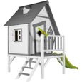 Cabin XL Maison Enfant avec Toboggan vert clair | Aire de Jeux pour l'extérieur en gris & blanc | Maisonnette-1