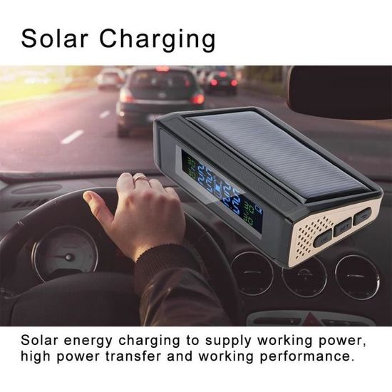 Système TPMS Avutrel - Moniteur Pression Pneus Solaire/USB, 4 Capteurs Externes, 5 Alarmes, 0-5 Bar