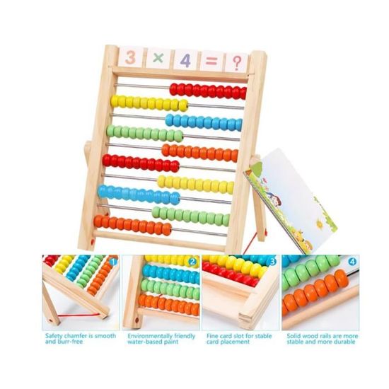 TMRBBesty Boulier Abaque En Bois – 5 Couleurs – 100 Bâtons De Comptage – Jouet Éducatif Mathématiques Dès 3 Ans