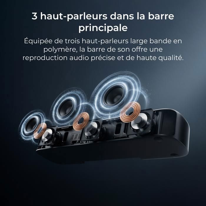 ULTIMEA Barre De Son 7.1ch Avec Dolby Atmos & 4 Haut-Parleurs Surround - Home Cinéma Pour TV - Subwoofer Filaire - App, HDMI EARC (Aura A60)