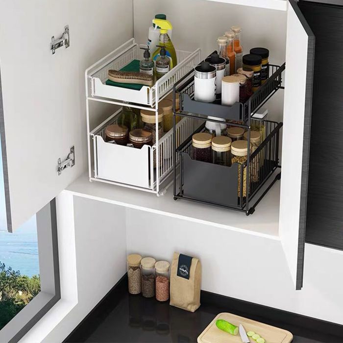 Lot De 2 Organiseurs Placard Extensibles Sans Perçage - Rangement Cuisine Coulissant Largeur 30-51cm