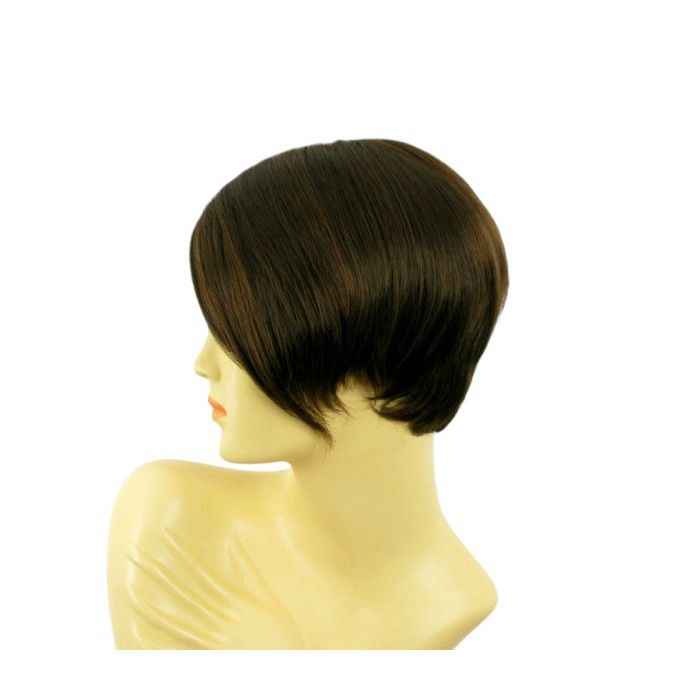 Perruque Femme Courte Châtain Cuivré Méché Blond Clair CECILIA - Synthétique, Taille Moyenne, Neuf