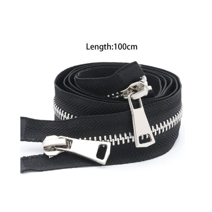 Fermeture éclair Séparable 200 Cm En Résine Grise - Double Tirette, Pour Tentes, Sacs De Couchage, Manteaux