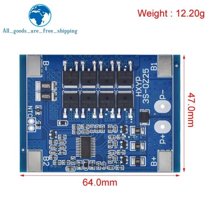 Melairo 3S 18650 Lithium-Schutzplatine – 12 V (11,1 V / 12,6 V), 8 A, Für 3 Zellen Li-Ion-Akku, Mit Überlade- Und Überentladeschutz, Kurzschlusssicherung, Grün