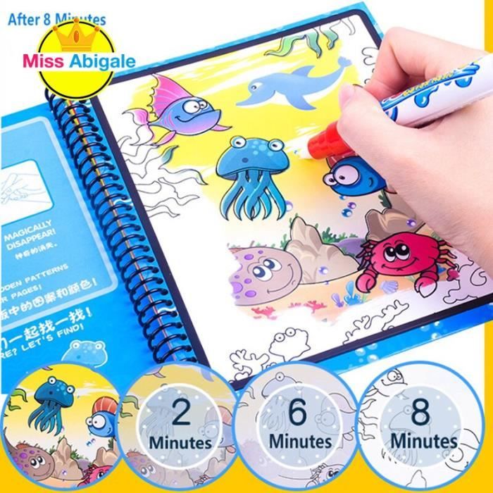 6 Livres De Coloriage Magique à L'eau Réutilisables - Water Wow Pour Enfants 3 Ans + | Stylos à Eau Inclus, Motifs Variés Coloriage à L'eau