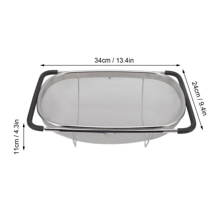Domonic Home Passoire à poser au-dessus de l'évier pour évier de cuisine, panier à légumes, fruits, pâtes, passoire pliable de 36,8 à 49,5 cm, passe au lave-vaisselle