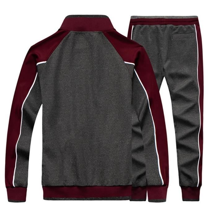 Survêtement Homme 2 Pièces - Sweat à Capuche + Pantalon Zippé - Tissu Coton Extensible - Sport, Décontracté Automne Hiver