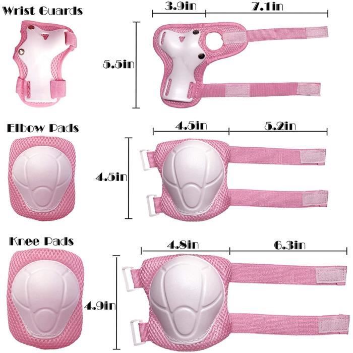 Set De Protection Roller Enfant – Coudières + Genouillères + Protège-poignets – Coque PE, Mousse EVA, Réglable 4-16 Ans