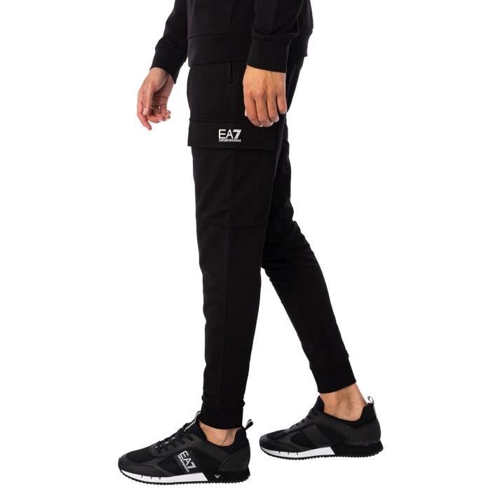 Pantalon de jogging cargo a logo EA7 pour homme noir