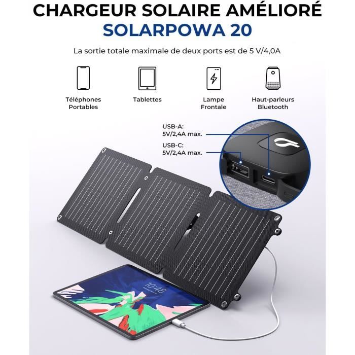 Panneau Solaire Pliable 200W ETFE Avec Double USB Et Sortie DC 12V – étanche, Charge Rapide, JES