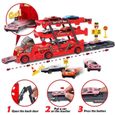 Camion Transporteur de Voitures avec 6 Mini Voitures en Métal Camion pour Enfant Garçons Filles (Rouge)-2