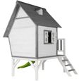 Cabin XL Maison Enfant avec Toboggan vert clair | Aire de Jeux pour l'extérieur en gris & blanc | Maisonnette-2