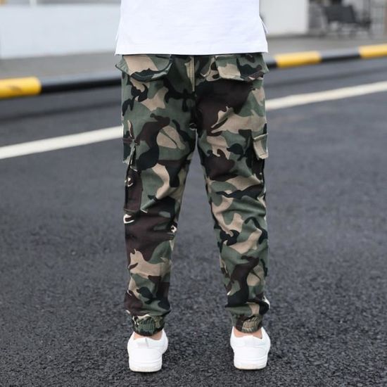 Pantalon Cargo Camouflage Pour Garçon - Taille élastique - Léger Et Respirant - Idéal école, Sport, Plein Air