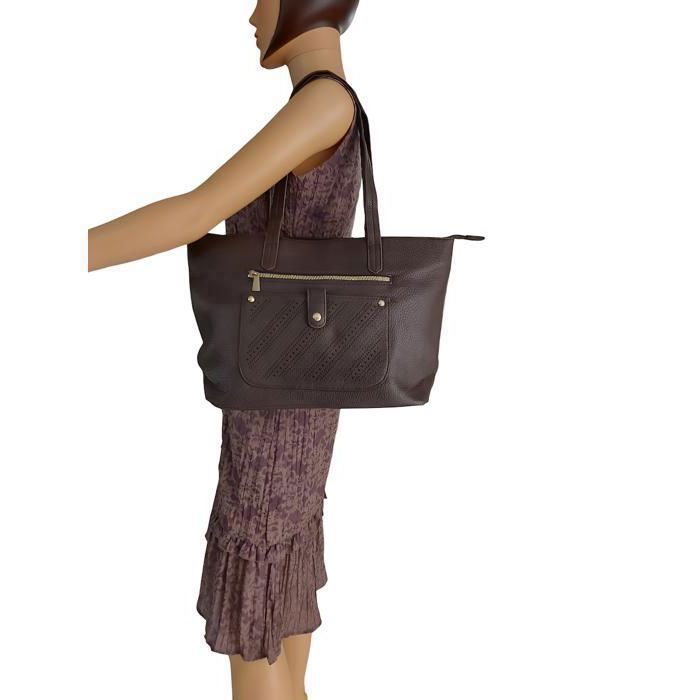 Sac à Main En Cuir Marron Un Jour Ailleurs - Doublure Tissu Noir - Occasion