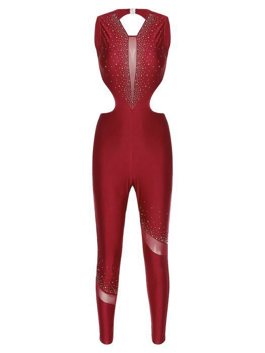 Justaucorps Strass Femme Pour Danse, Gymnastique, Patinage - Dos Nu, Maille Transparente - Taille S à XXL
