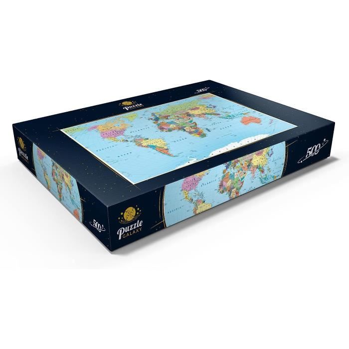 MyPuzzle Carte Du Monde 500 Pièces – Couleurs Vives, Pays Routes Villes, Puzzle Premium Éco-responsable