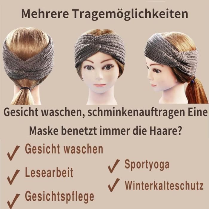 Lot De 4 Bandeaux Hiver Femme - Laine Acrylique - Cache-oreilles - Couleurs Assorties - Pour Sport Et Quotidien