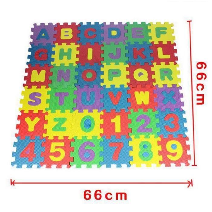 Tapis de Jeu Casse-Tête 60 Pcs Alphabet Chiffre Tapis en Mousse EVA pour Apprentissage Bébé Enfants