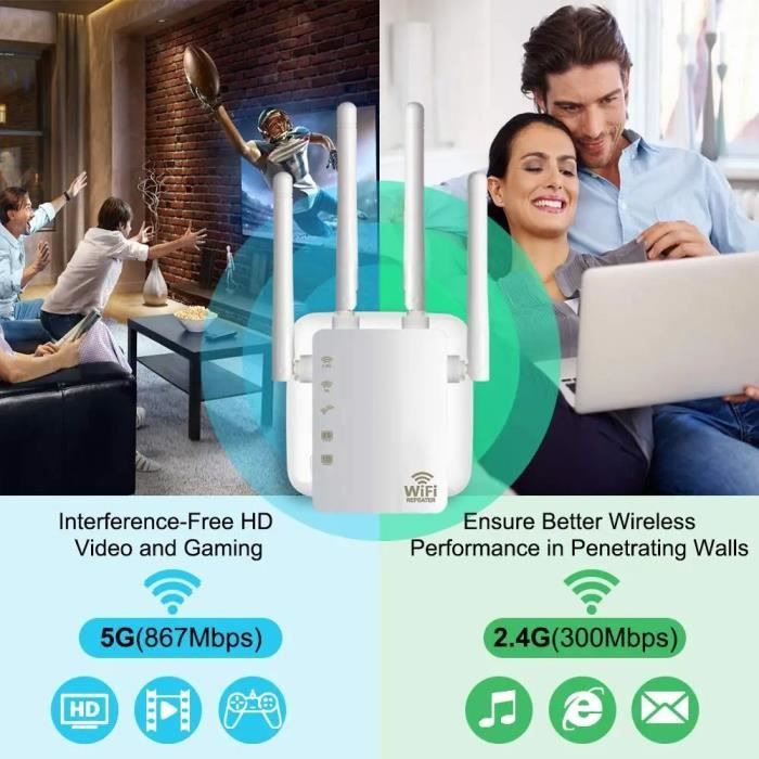 7links Répéteur Wi-Fi extérieur : lot de 2 répéteurs Wi-Fi d'extérieur avec  1200 Mbit/s, pour 2,4 & 5 GHz, application (répéteur Wi-Fi d'extérieur