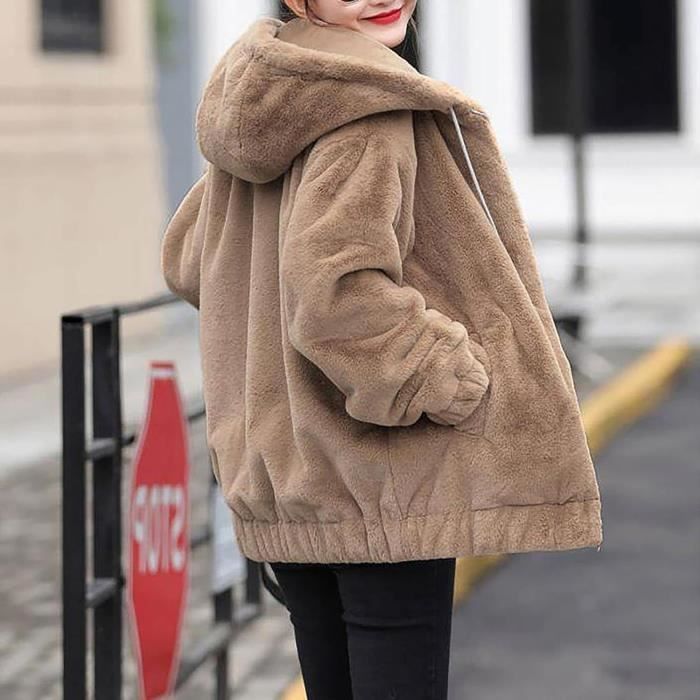 Manteau femme top marron pas cher