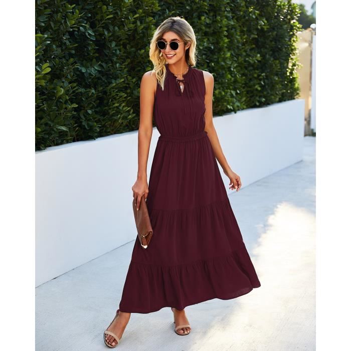 Robe Longue Femme Casual Chic Col V Bleu Bleu Cdiscount Pret a Porter
