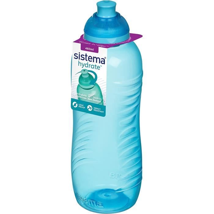 Sistema Twist 'n' Sip Squeeze Gourde sport, Gourde à eau étanche, 460 ml, Sans BPA, Bleu