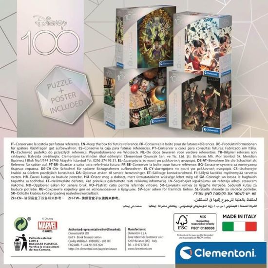 Puzzle 1000 pièces - Clementoni - Disney 100 ans : Vilains - Blanc - A  partir de 12 ans - Cdiscount Jeux - Jouets