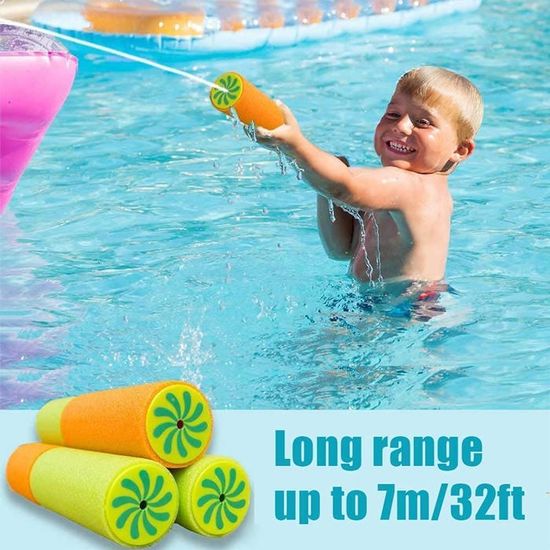 HAPZUR Pistolet à Eau Lot de 4 EVA à Pompe Couleurs Assorties pour Enfants, Jeux d'Été Piscine Plage Extérieur Facile à Utiliser et Flottant