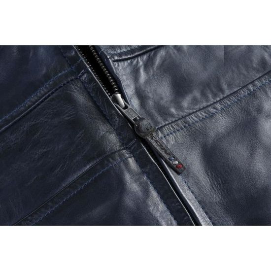 blouson moto bleu