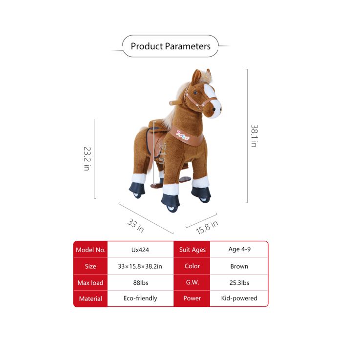 PonyCycle - Jouet Cheval à Monter pour Enfant - Modèle E - Taille 3 -  Roulette Peluche - Noir - Cdiscount Jeux - Jouets