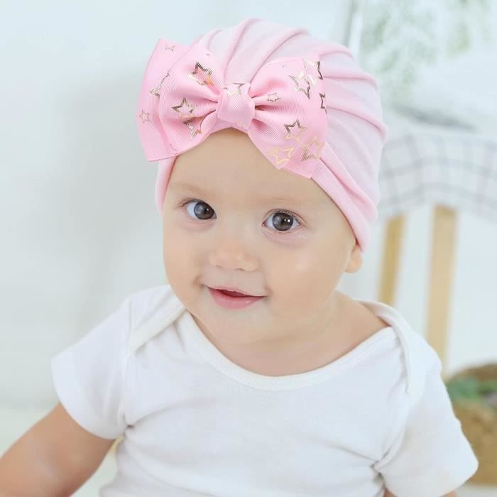 Mignon Nœud Bébé Bandeau Turban Bébé Fille Coton Élastique Cheveux