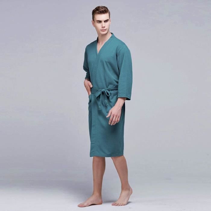 Peignoir Homme Nid d abeille Doux Microfibre Mi Longue Robe De Chambre Hommes Legere Courtelle Chemises De Nuit 250 Cdiscount Maison