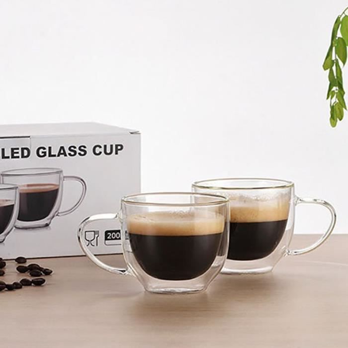 Tasse à thé en verre tasses à café en verre résistant à la chaleur tasse de  jus de lait verres verrerie tasses à café en verre créatives tasse en 80ml