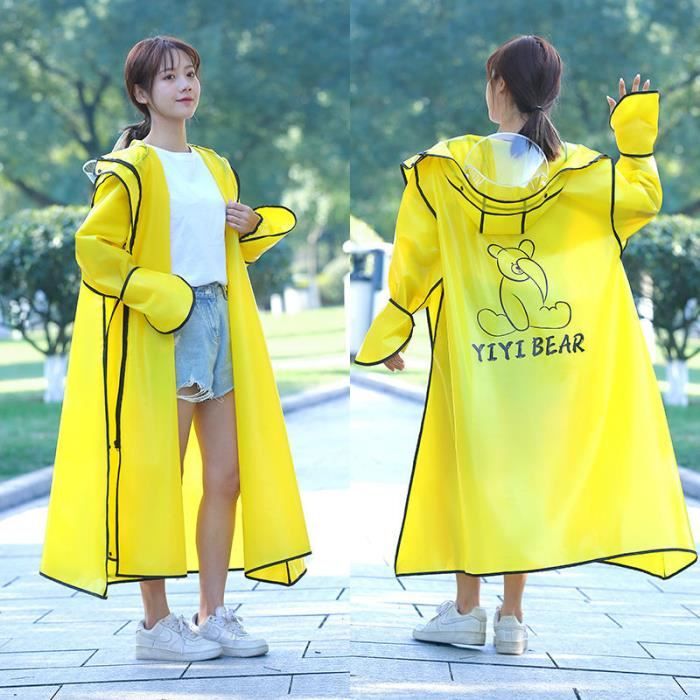 couleur Noir taille XL 165 175CM Poncho Long capuche avec fermeture clair pour femme et homme veste imper